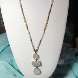 NWT LOFT Long Necklace w/Gray Druzys